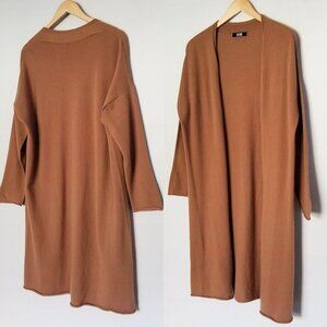 GOBI Mongolian 100% Cashmere Longline Open Front Cardigan Sweater Luxury $360 SM